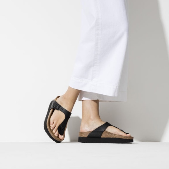BIRKENSTOCK PAPILLIO Gizeh Platform Black Sandals - Picture 4 of 8